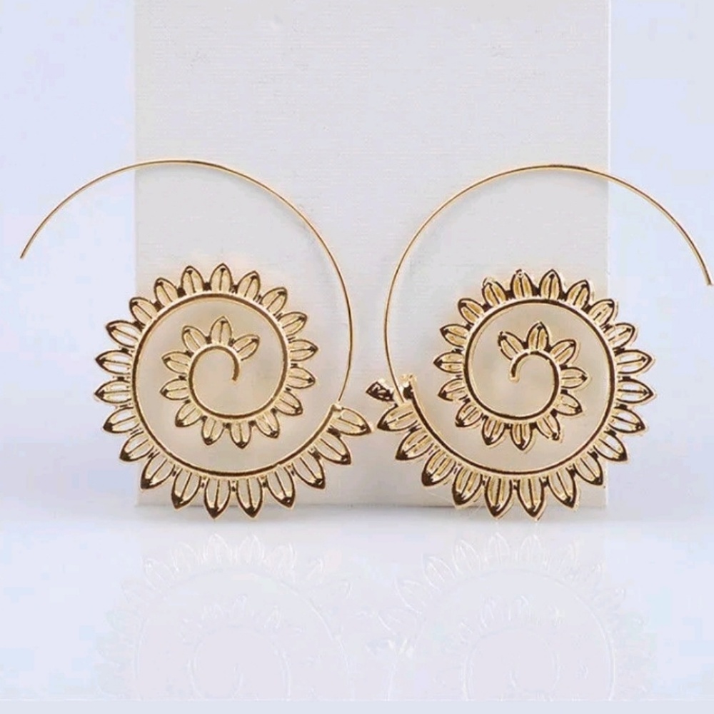 Gold or Silver Spiral Leaf Infinity Earrings - Picture 7 of 10